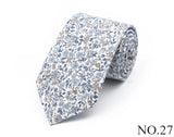 New Chic Floral Tie For Men Women 100% Cotton Beautiful Elegant Flower Necktie White Blue Narrow Skinny Wedding Casual Cravat