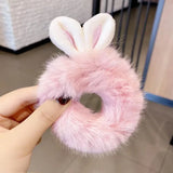 New Cute Khaki Elastic Rubber Band Hair Ties Plush Rabbit Ear Plush Hair Rope Girls Woman Scrunchies Headdress Hair Accessories