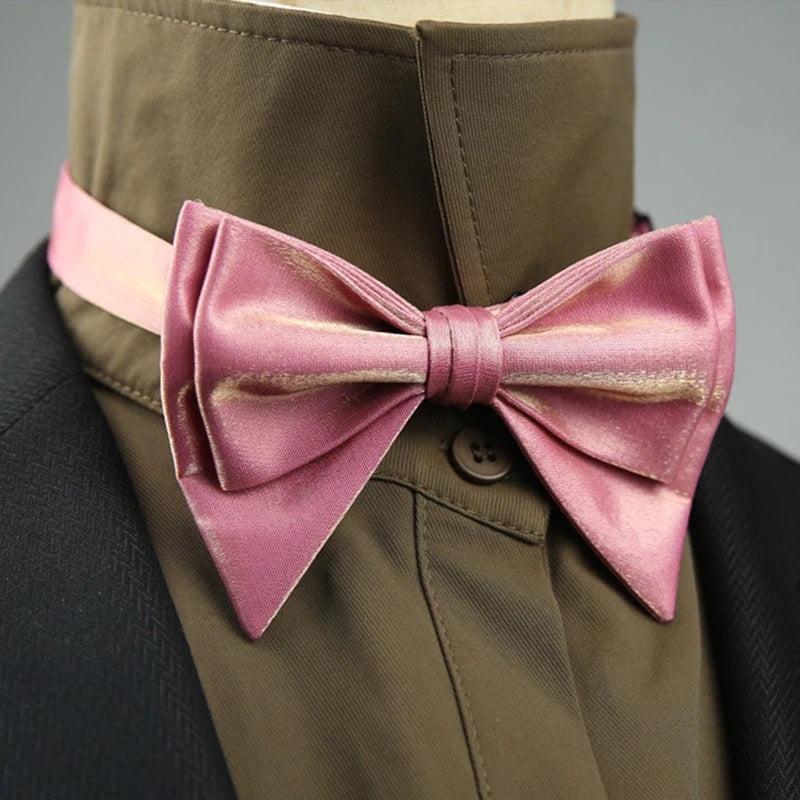 4 Styles Solid Color Black White Wine Bow Ties New Ribbon Gilded Butterfly Double Layered Wedding Party Bowknot Tuxedo Cravat