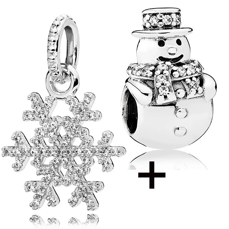 Buipoey 2pcs/lot Christmas Red Cane Gingerbread Man Charm Snowman Santa Beaded Sock Pendant DIY Beacelets jewelry Accessory Gift