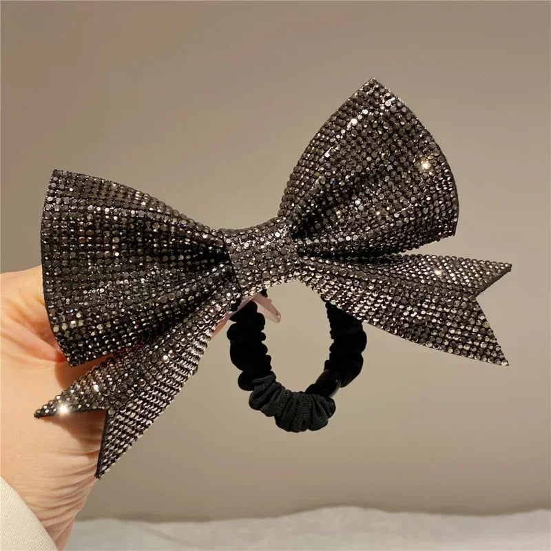 Korean Bow Elastics Hair Ties for Women Girls Shiny Crystal Ponytail Hair Rope Rubber Headbands Hair Accessoriesi-Remiel