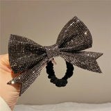Korean Bow Elastics Hair Ties for Women Girls Shiny Crystal Ponytail Hair Rope Rubber Headbands Hair Accessoriesi-Remiel