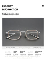 TFTB Retro All Pure Titanium Men's Glasses Luxury Square Small Framework Ultralight Optical Prescription Eyeglasses Frame 142mm