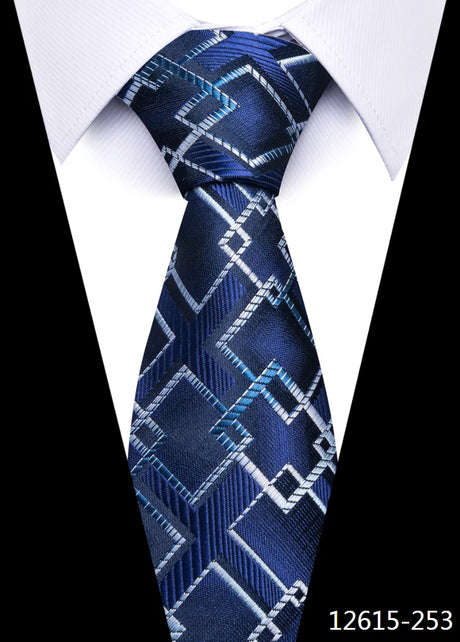 8 cm Tie Men Gravatas Classic Many Color Newest design Silk Necktie Shirt Accessories Striped Sky Blue Man's Office