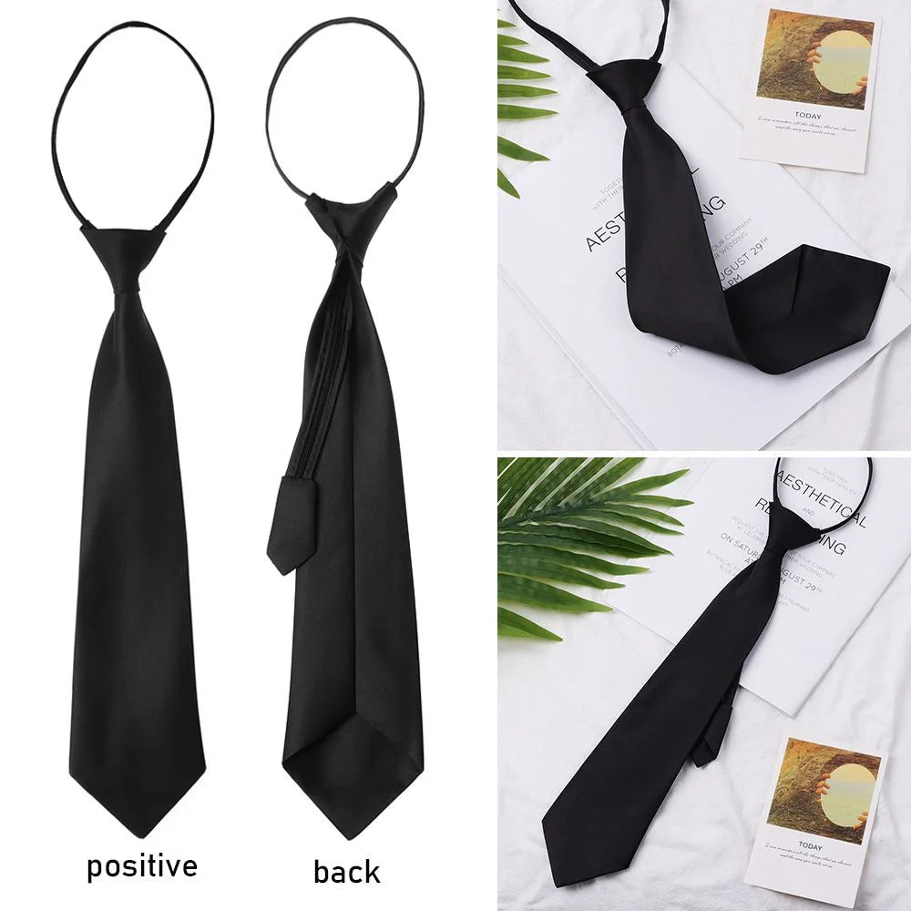 Korean Unisex Lazy New Neck Zipper Funeral Ties Security Men Women Students Uniform JK Shirts Suit Black Simple Fashion Clips