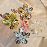 1-4Pcs Fashion Flower Hair Claw Clips for Women Gold Silver Color Large Hairpins Ponytail Shark Clip Headdress Hair Accessories