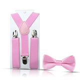 Kids Suspenders For Pants Bowtie Set Matching Tuxedo Suit Boy Girl Childs Adjustable Y-Back Brace Belt Adjustable Bowtie Wedding
