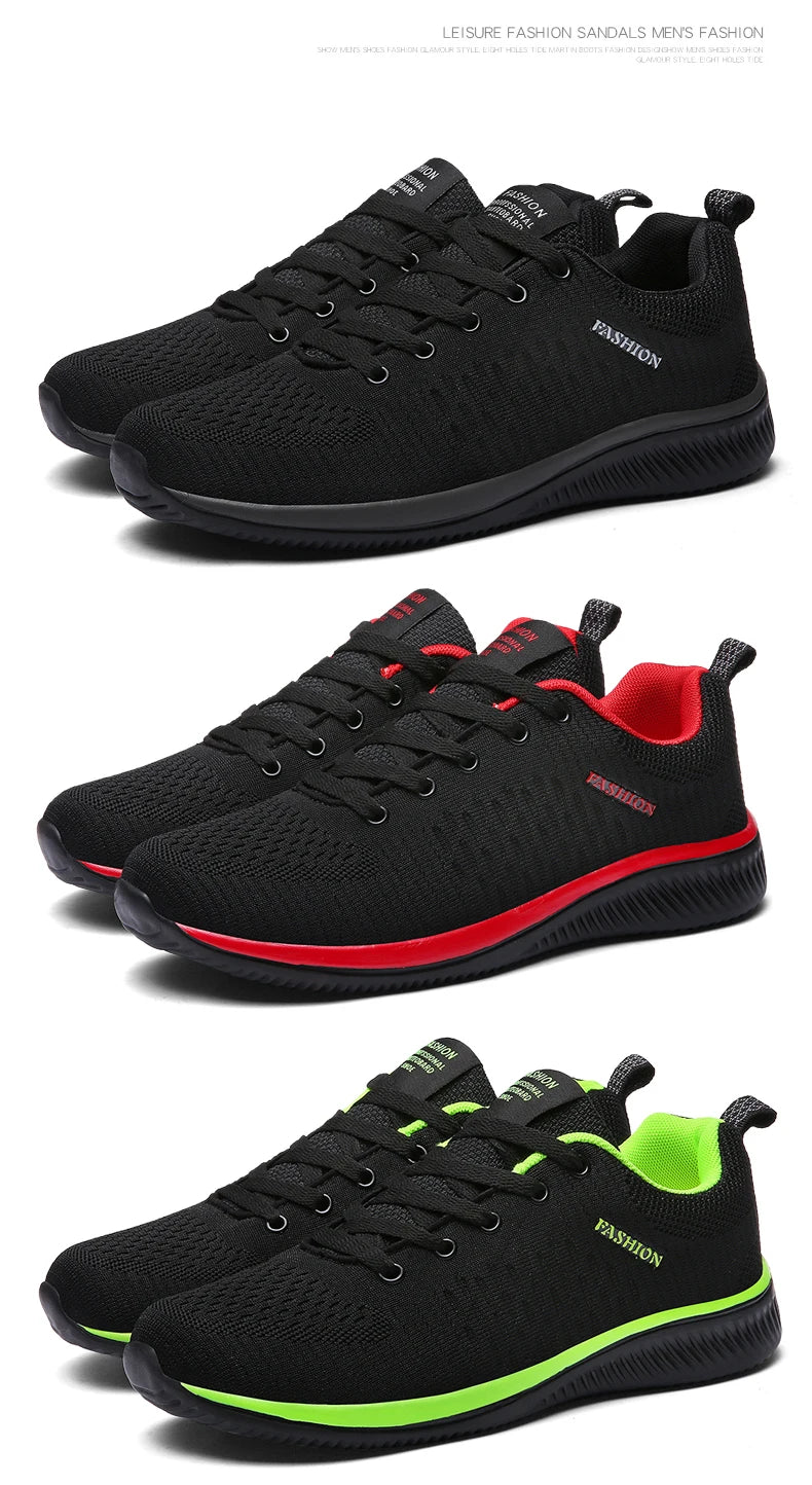 Men Running Sneakers Lightweight Athletic Shoes Classical Mesh Breathable Lace-up Outdoor Walking Shoes Male Tennis Shoes