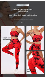 Tie-dye yoga clothing set, sports bra, intimates, yoga pants, non-falling sports tights, peach butt lifting line