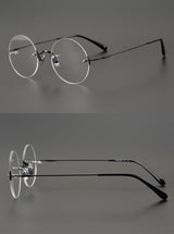 2024 Pure Titanium Round Rimless Glasses Frame Simple Fashion Men Women Small Faces Eyeglasses Light Weight Frameless Spectacles