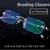 Luxury Blue Light Blocking Reading Glasses Women Men Cutting Frame Presbyopia Eyeglasses HD Lens Farsighted Prescription Eyewear