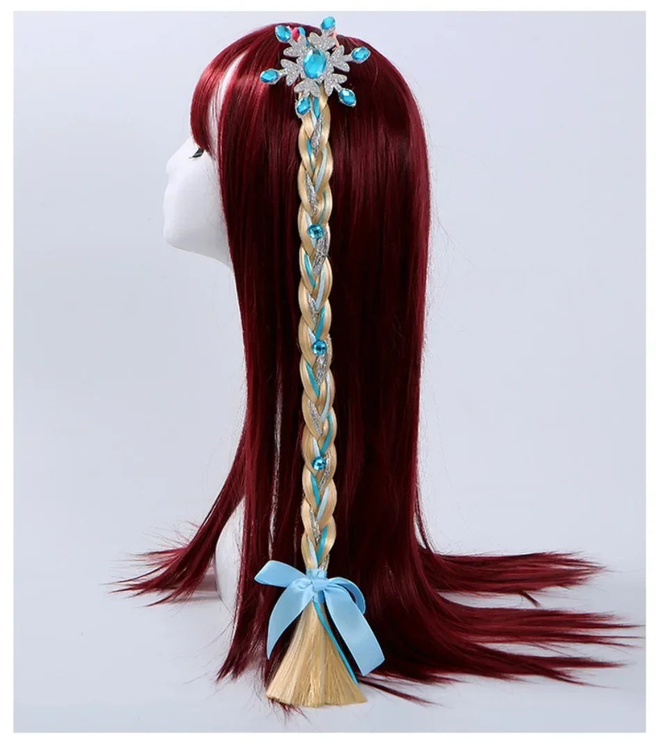 Girls Snowflake Hair Bow Kids Rainbow Hair Tie Princess Accessories Toddler Snowflake Elastics Baby Accessories Hair Bands Braid