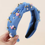 Knotted Wide Headbands Diadem For Back To School Pearls Pencil Hair Bands Kids Head Hoop Girls Children Daily Tiara Accessories