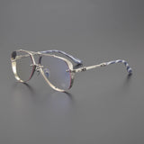 Anti Blue Light Lenses Titanium Eyeglass Frame Rectangular Full Frame Fashionable Carved Optical Prescription Glasses Unisex
