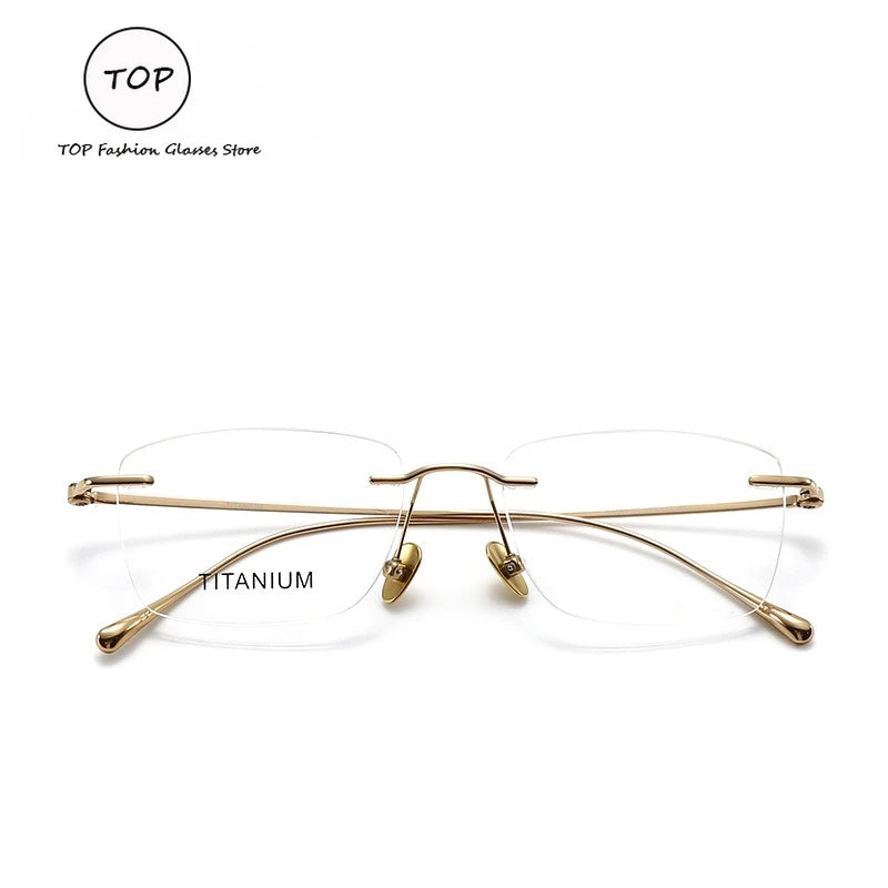 Fashionable and Simple Frameless Titanium Alloy Business Men's Glasses Personalized High-quality Women's Frames Suitable  Myopia