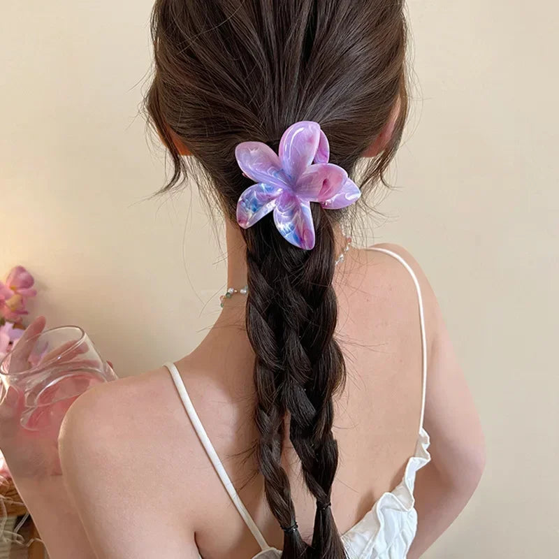 Summer Acrylic Flower Hair Clip for Women Marble Texture Hair Claws Clips Trendy Girl Hairpin Korean Hair Accessories Headwear