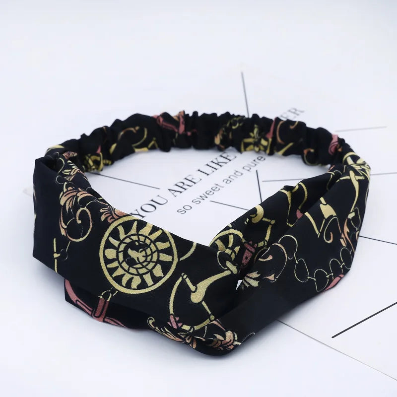 Fashion WomenFloral Headband Hair Accessories Leopard Cross Knotted Bow Chiffon Hair Band Girls Headdress Ladies Hoop Headwear