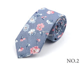 New Style Floral Printed 6cm Tie Blue Green Purple Skinny 100% Cotton Necktie For Men Women Wedding Party Suits Shirt Accessory