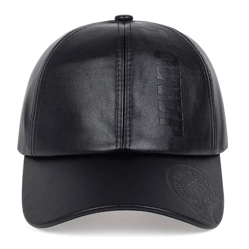 Pu Leathe Letter Printing Baseball Caps Spring and Autumn Outdoor Adjustable Casual Hats Sunscreen Hat