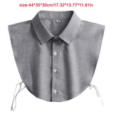 Mens Office Detachable Dickey Solid Color Button False Collar Lapel Half Shirt