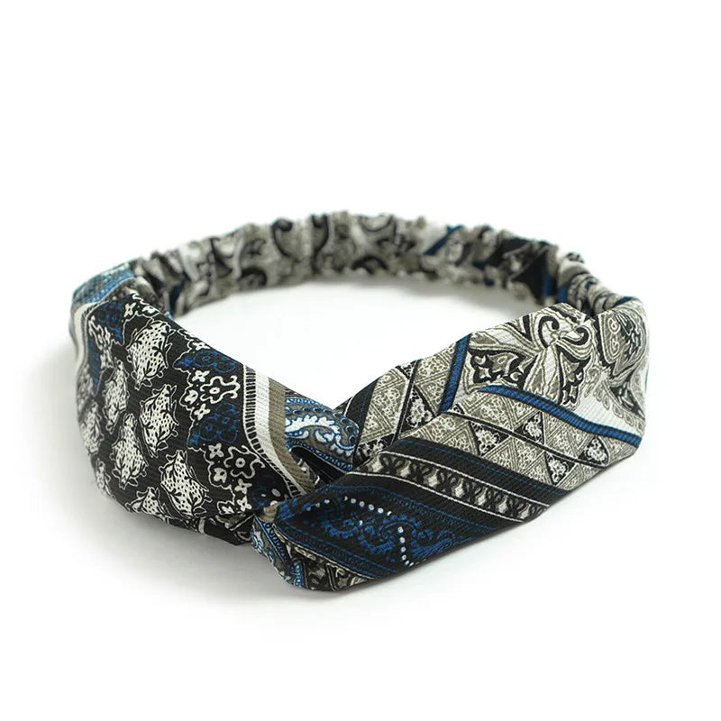 Fashion WomenFloral Headband Hair Accessories Leopard Cross Knotted Bow Chiffon Hair Band Girls Headdress Ladies Hoop Headwear