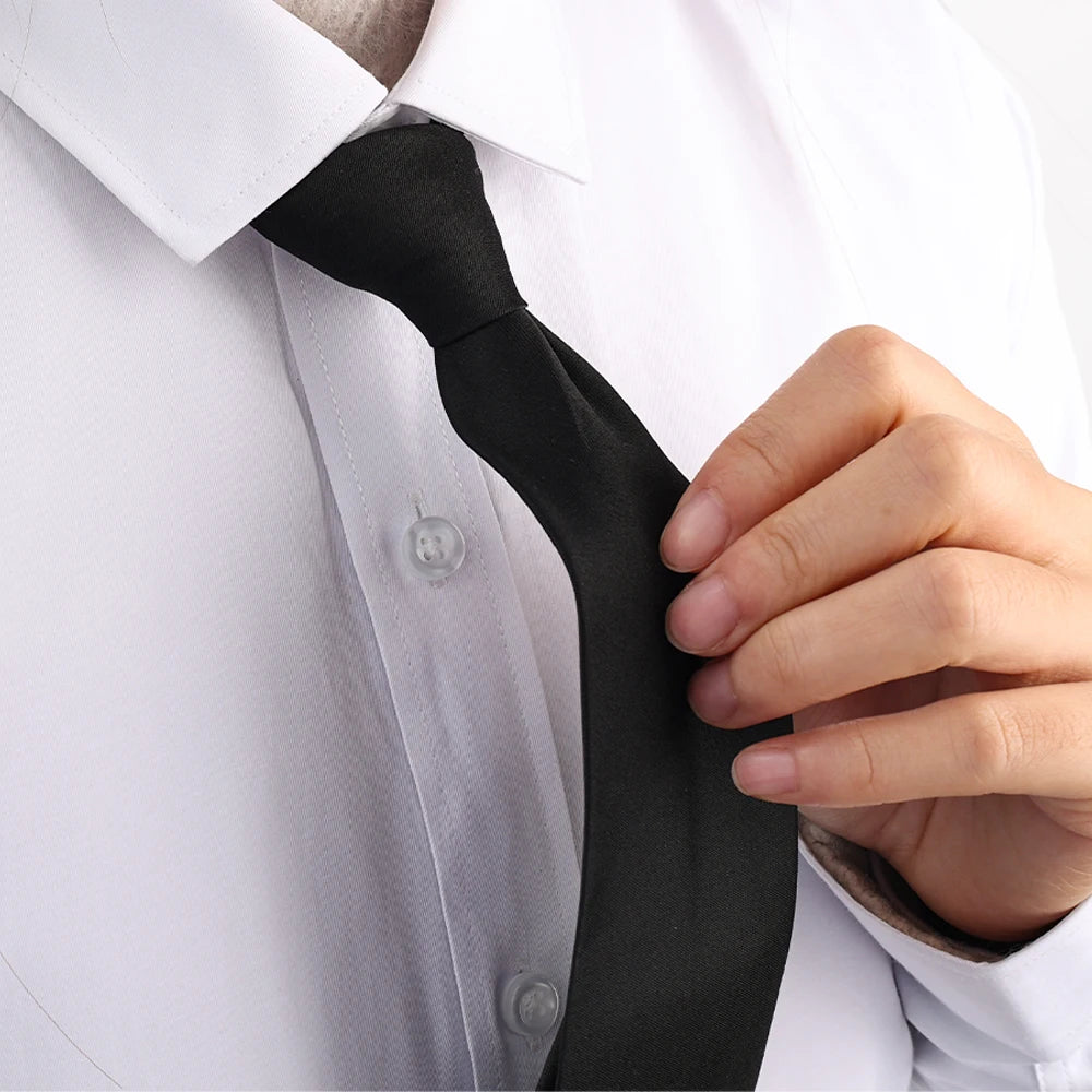 Korean Unisex Lazy New Neck Zipper Funeral Ties Security Men Women Students Uniform JK Shirts Suit Black Simple Fashion Clips