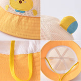 Summer Breathable Mesh Baby Hat Cute Bear Infant Boy Girl Bucket Hats Korean Cartoon Toddler Kids Casual Fisherman Cap