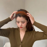 SWINATE Fashion Women Basic Black Velvet Hairband Double Size Headband Stretch Hair Hoop Simple Plain Style Easy For Wearing
