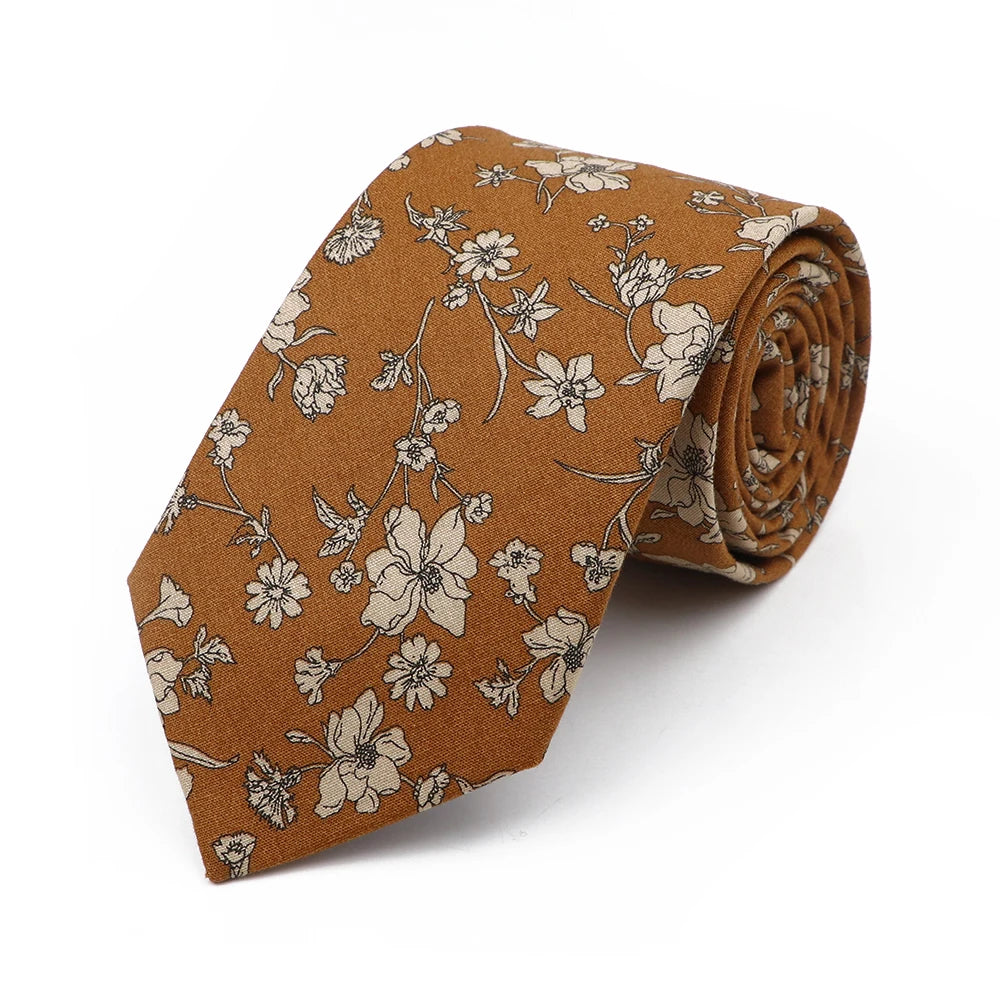 New Chic Floral Tie For Men Women 100% Cotton Beautiful Elegant Flower Necktie White Blue Narrow Skinny Wedding Casual Cravat