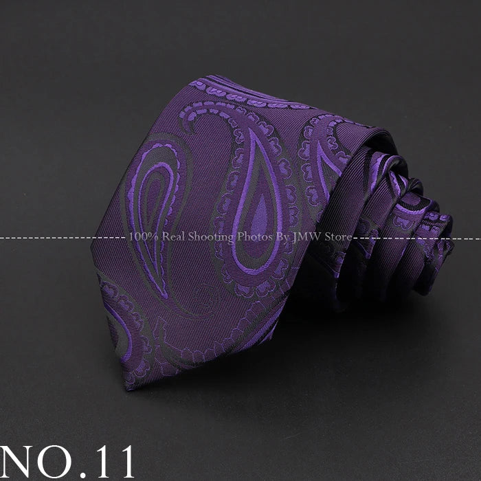 New Design Wedding Men Tie Purple Solid Striped Paisley Flower Neckties Men Business Dropshipping Groom Collar Accessories Gift