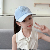Kids Baseball Caps  Children Love Embroidery Breathable High Ponytail Baseball Caps Adjustable Summer UV Protection Snapback Hat