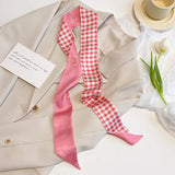 Silk scarves with ribbons tied with long narrow scarf girls hair accessories wholesale.