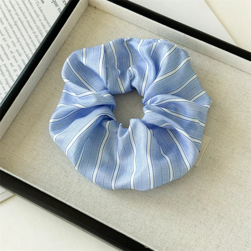 Stripes Elastics Hair BandWoman Large Fresh Versatile Scrunchies Hair Ties Ladies Ponytail Holder Girl Fashion Hair Accessories
