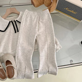 Ensemble deux pièces décontracté pour fille, style coréen, printemps-automne, col poupée, sweat à capuche et pantalon à manches longues, 3-7 ans