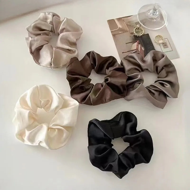 1pcs Women Silk Satin Scrunchies Korean Ladies Girls Korean Elastics Hair Band Ponytail Hold Hair Tie Satin Hair Accessories