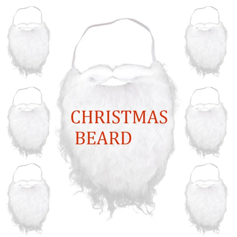 Funny Santa Beard Costume White Beard Christmas Santa Claus Beard Costume Accessories for Boys and Adults Disguise Santa