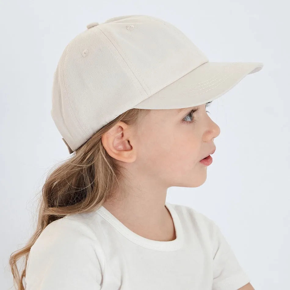 Kids Caps Children Solid Color Cotton Breathable Snapback Cap Baby Cute Adjustable Sunhat Girls Summer Baseball Hats 1-5 Years