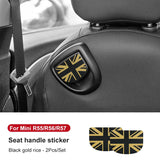 Leather Car Rear Seat Back Handle Decal Cover Protective Sticker For Mini Cooper R56 R55 F56 F57 Interior Decorative Accessories