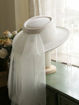 High end elegant retro French top hat with headdress wool white top hat travel photography H wedding hat