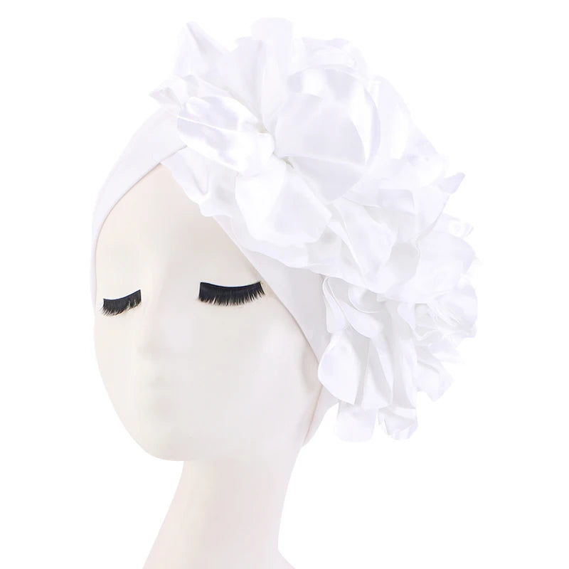 New Woman Muslim Hijab Caps With Big Flower Turban Bonnet Islamic Wrap Head Inner Cap for Hijabs Trendy Headdress