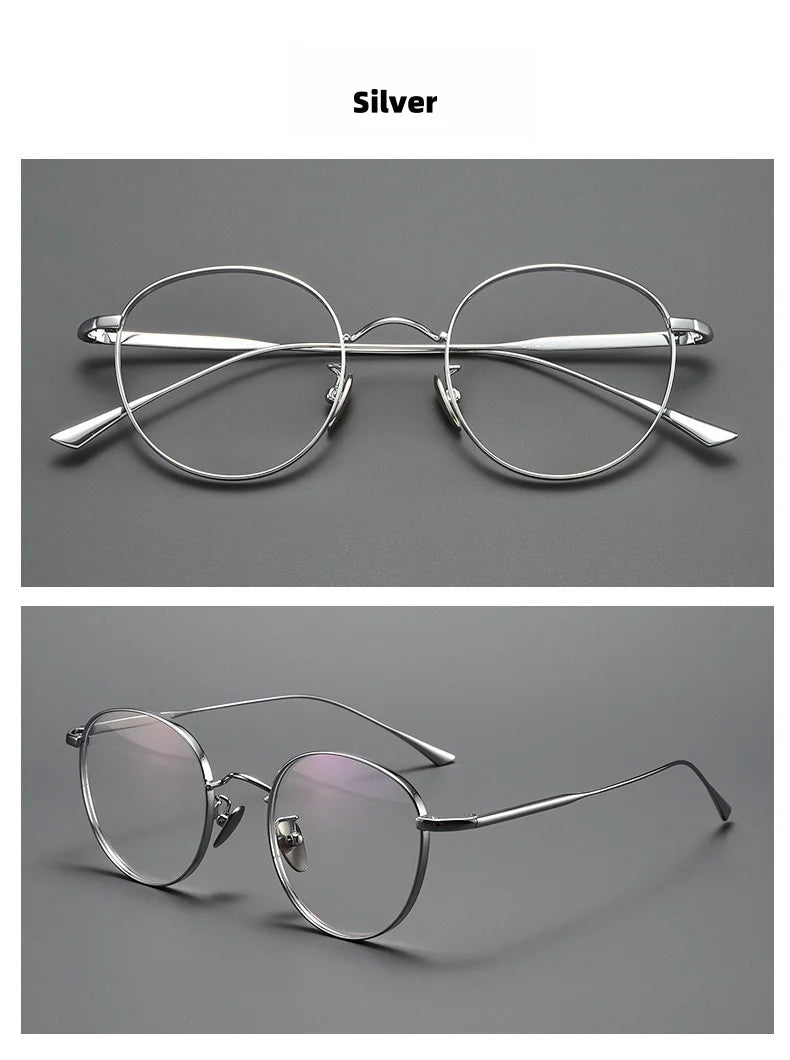 Titanium Glasses Frame Retro Round Wide-rimmed Men's Glasses Frame Anti-blue Light Optical Prescription Women Glasses Frame 835