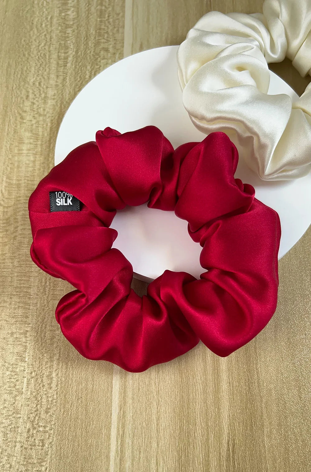 100% Mulberry Silk Hair Scrunchies Elastic Rubber Band Hair Ties Big Large Gum Ropes Ponytail Holders for Women Girls 19 Momme