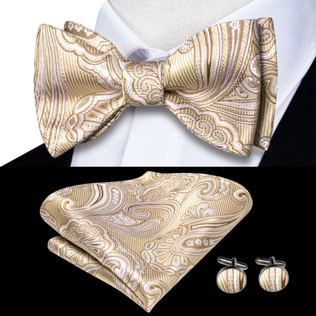 Dropshipping Jacquard Silk Mens Self Bow Tie Hanky Cufflinks Set Male Butterfly Knot Bowtie Wholesale for Male Wedding Business