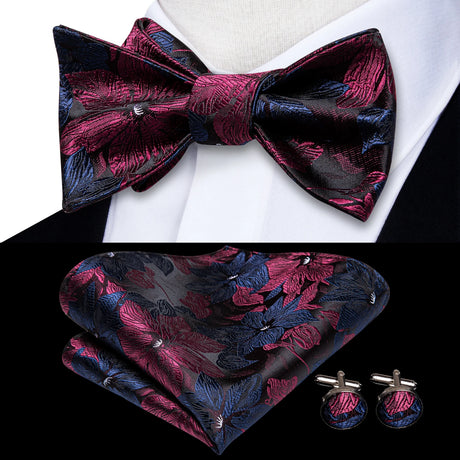 Dropshipping Jacquard Silk Mens Self Bow Tie Hanky Cufflinks Set Male Butterfly Knot Bowtie Wholesale for Male Wedding Business