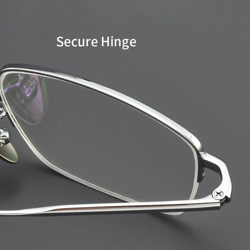 Lzabella New Men's Half Frame Glasses Business Casual Pure Titanium Frame Fashionable And Trendy Prescription Glasses 1906