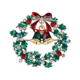 Christmas Wreath Collection Enamel Crystal Brooches With Candy Canes Bells Santa Claus Reindeer Snowman Snowflake Tree Drop