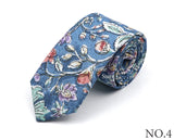 New Style Floral Printed 6cm Tie Blue Green Purple Skinny 100% Cotton Necktie For Men Women Wedding Party Suits Shirt Accessory