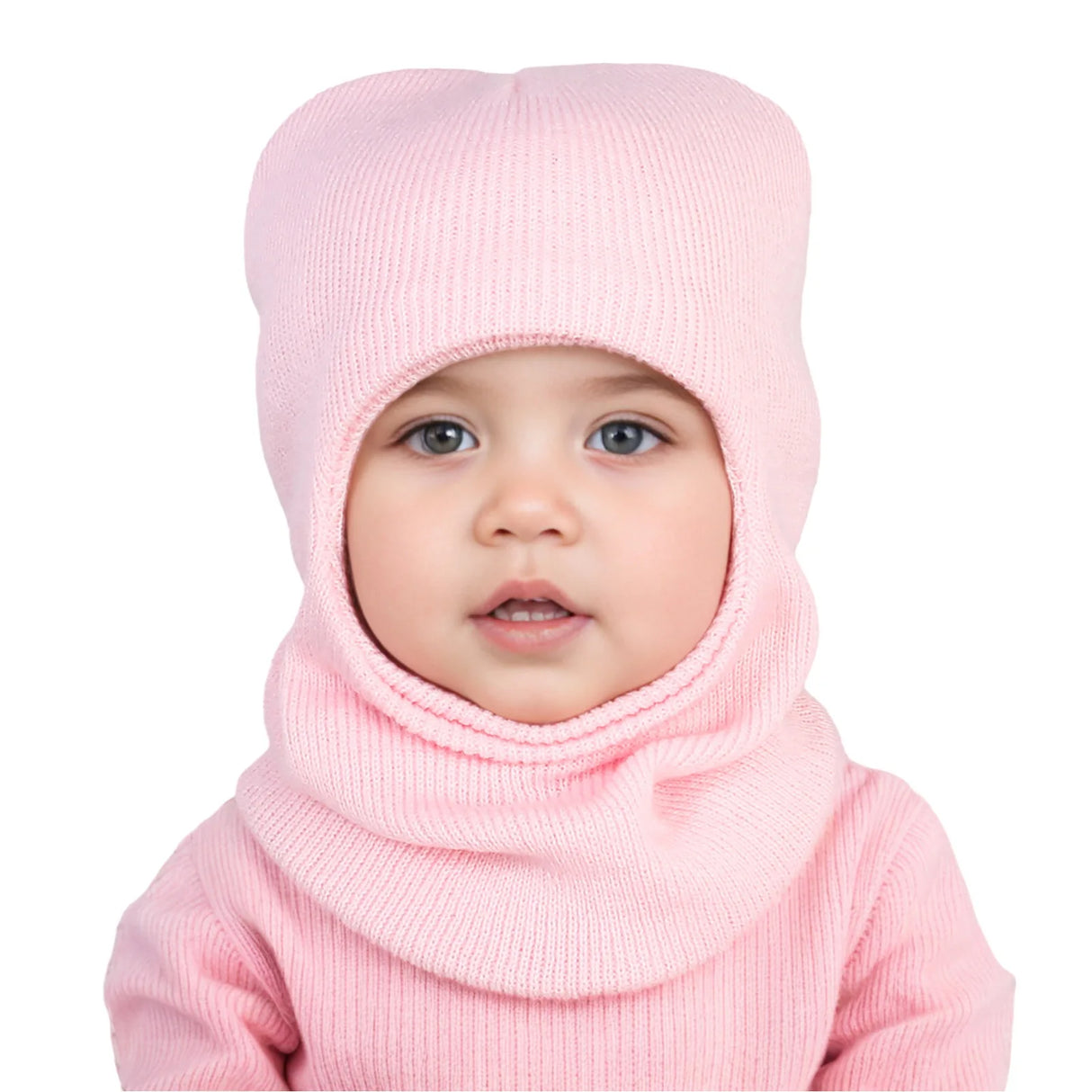 Winter Baby Knitted Hat for Girls Boys Warm Ears Neck Kids Bonnet Hat Scarf One-Piece Children Beanie Baby Cap 1-5Y