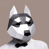 3D Paper Mold Dog Husky Head Mask Headgear Animal Model Halloween Cosplay Props Woman Men Party Role Play DIY Craft Masks