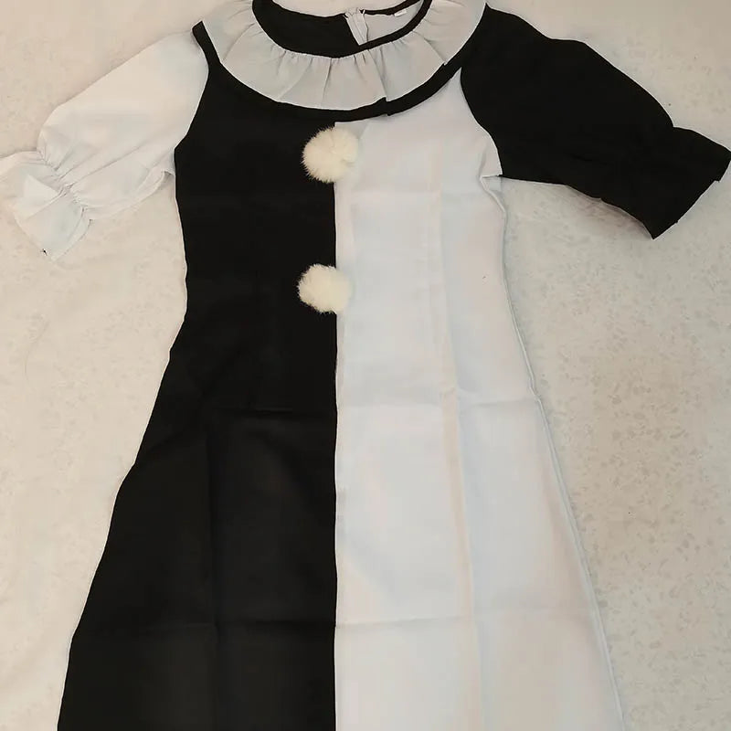 Terrifierr Cosplay Costume Female/Male Horror Carnival Party Skin-Tight Black White Killer Clowns Jumpsuit for Halloween Costume